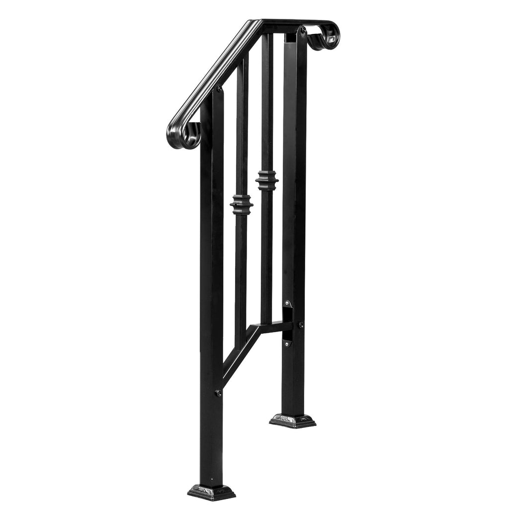 [Replace 74115089]Matte Black Outdoor 1st Tier Iron Handrail