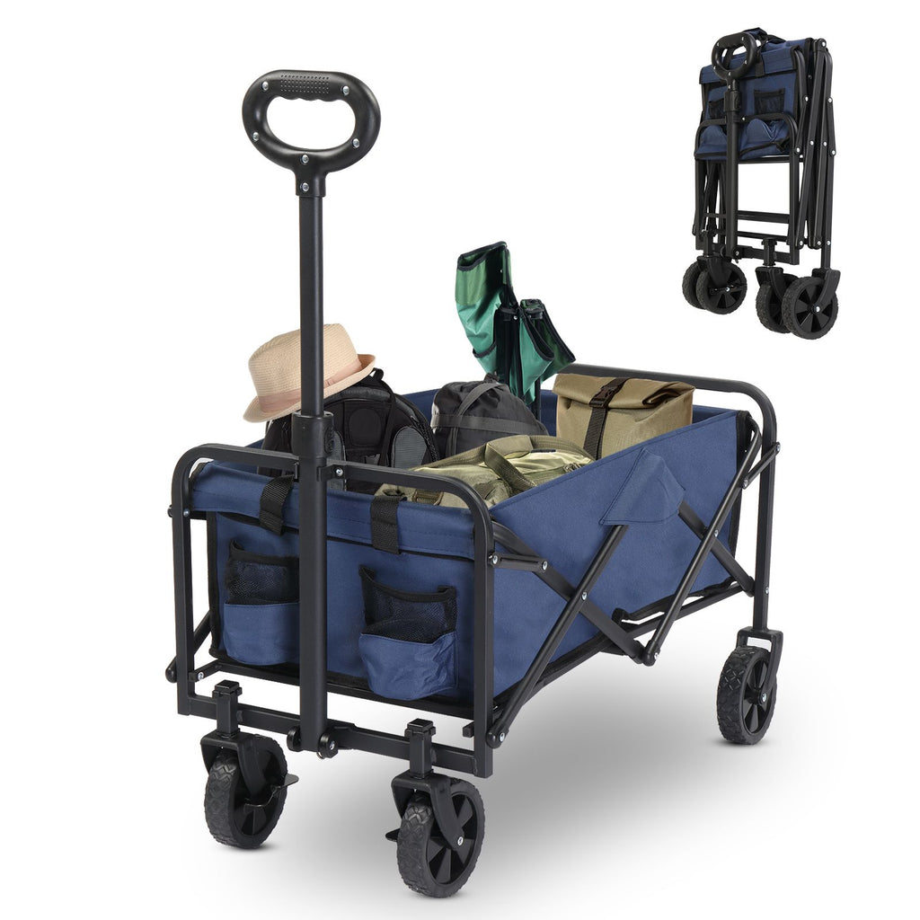 Replace 9226364774.5*45.5*84cm 100kg 600d Oxford Cloth Steel Frame Flat Folding Style Blue Cloth Silver Frame Garden Folding Cart