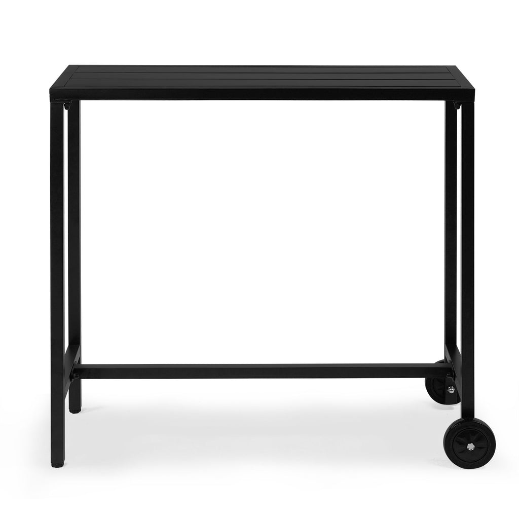[Replace 92798956]40" Outdoor Bar Table with Wheels, Rectangle Narrow Counter Height Table, Ideal Bar Height Table for Balcony Patio Garden Yard Poolside, Black