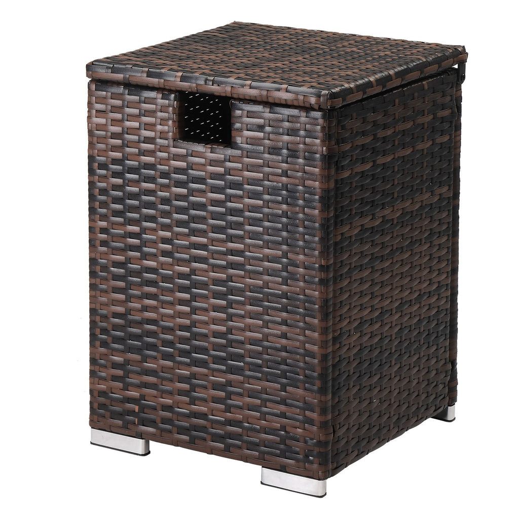 [Replace 95812680]40*40*57cm Iron Frame Gas Bottle Storage Rattan Side Table Brown Gradient