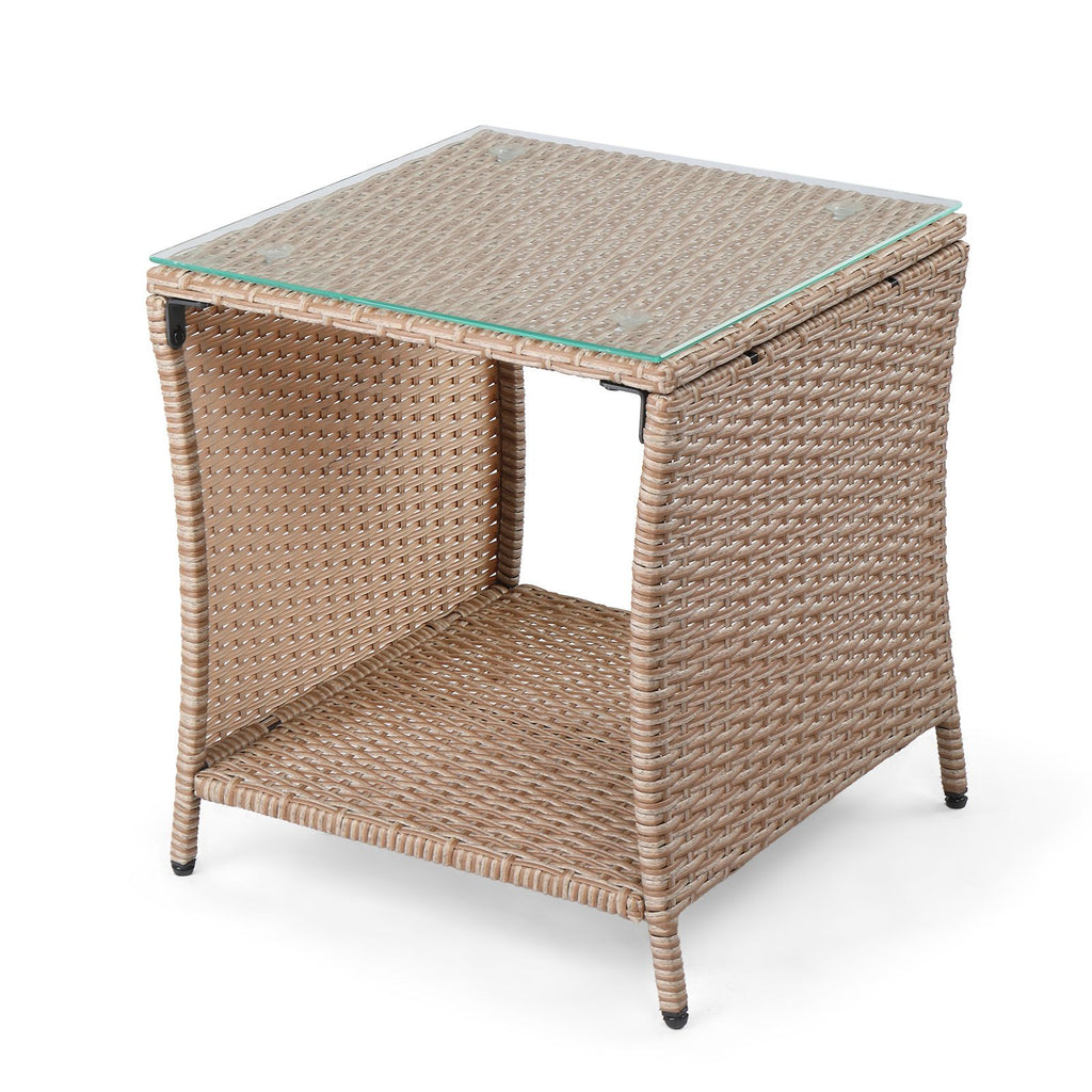[Replace old code: 21936583] Glass Surface Yellow Gradient Iron Frame Rattan Side Table