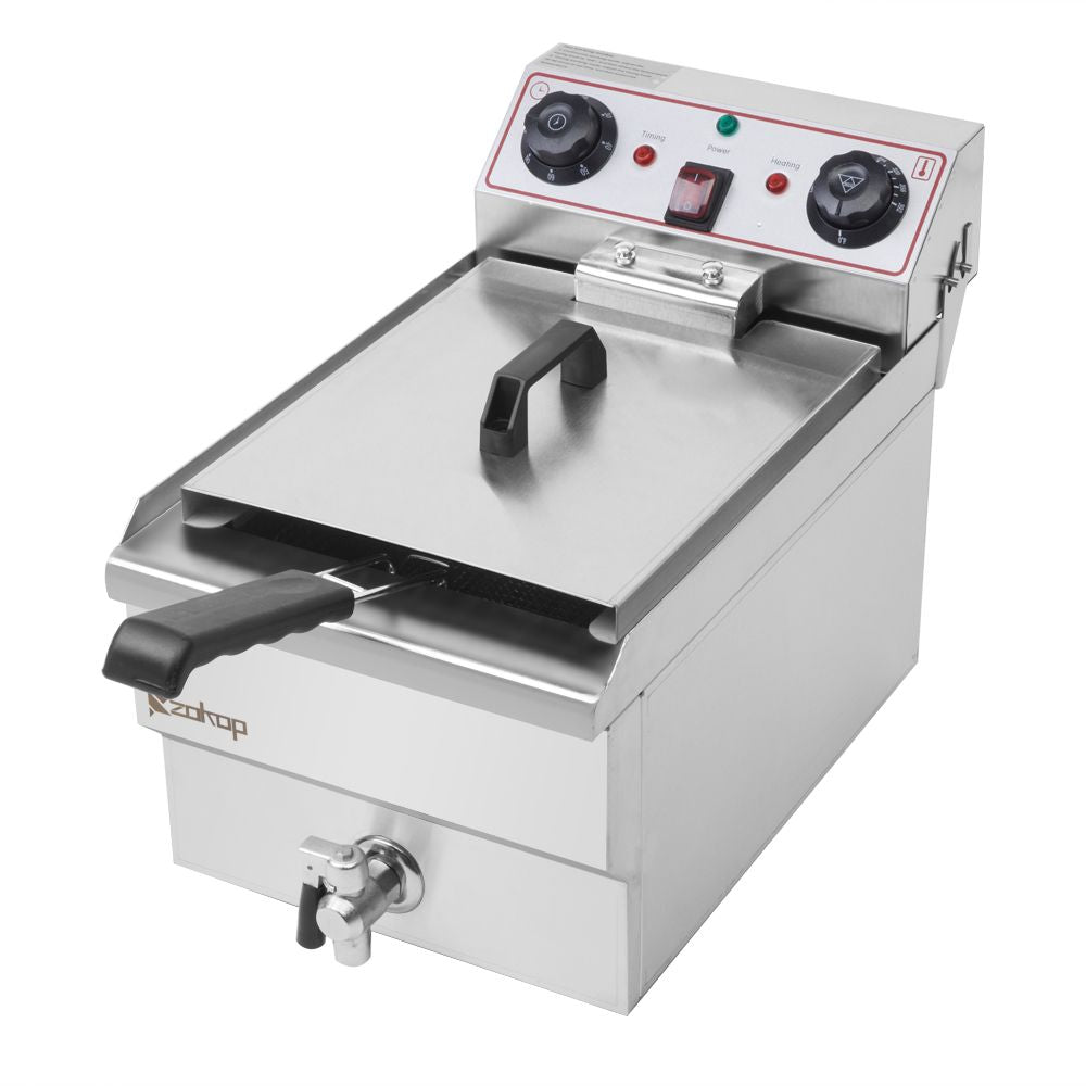[Replace the old encoding 55201313]EH101V 8.5QT/8L Total Capacity 12.5qt/11.8l Stainless Steel Faucet Single Tank Deep Fryer 1700W Max (8L Large Fryer Blue / Large Handle)