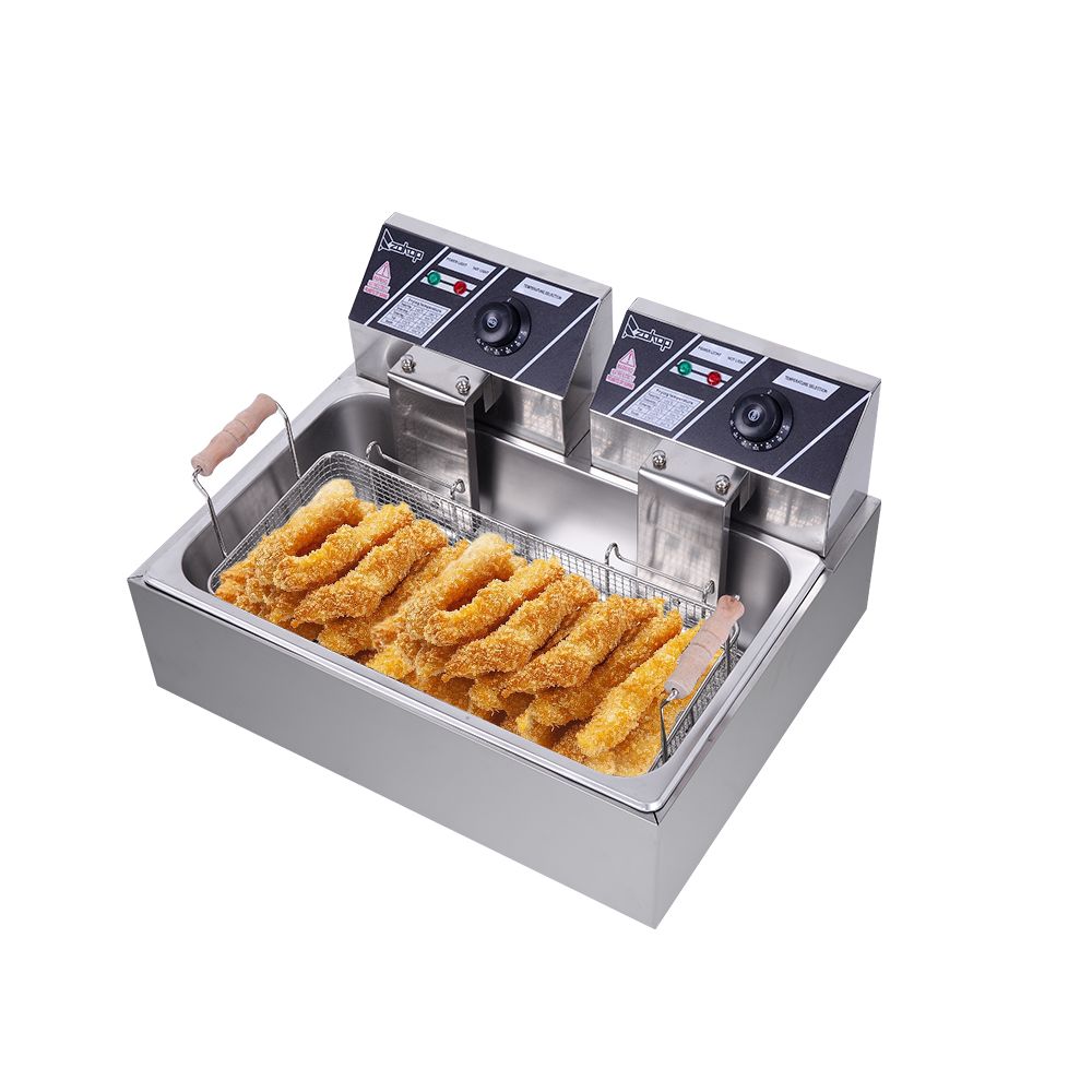 [Replace the old encoding 82308600]Eh83O 110V Oil Consumption 12.7Qt/22L Oil Pan Total Capacity 23.26Qt/22L Stainless Steel Large Single-Cylinder Electric Fryer 5000W Max