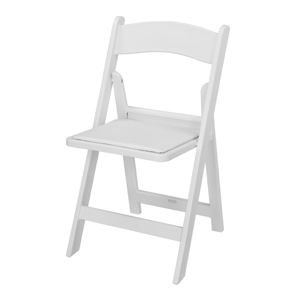 [Replacement 15868578]4 Pack Folding Chairs, Resin Chairs with Padded Seat, Comfortable Event Chairs Indoor Outdoor for Home Event Party Picnic School Wedding, White