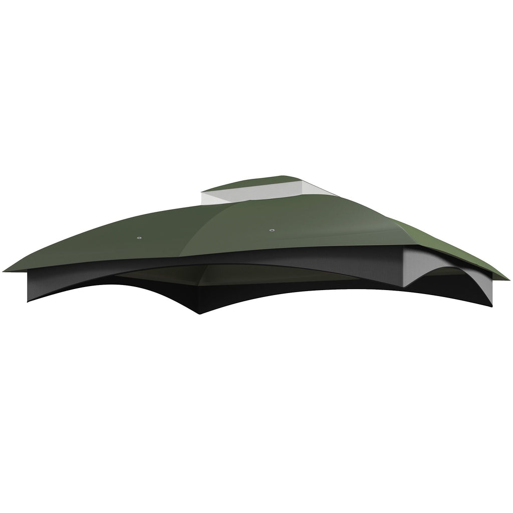Replacement Gazebo Canopy Cover 10 x 12 Green Double Tier Drainage Holes Outdoor Comfort