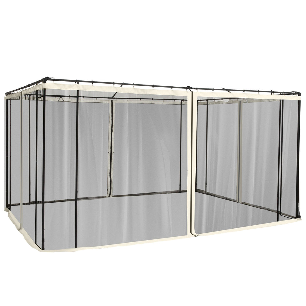 Replacement Mesh Sidewall Netting for 10' x 12' Gazebos and Canopy Tents with Zippers, (Sidewall Only) Cream