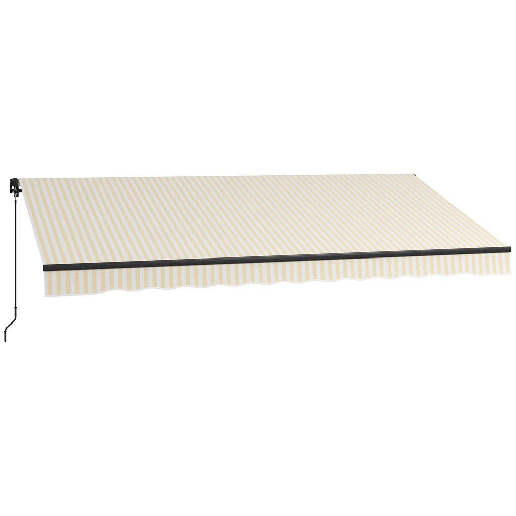 Retractable Awning 13x10 UV Protection Sunshade Beige White for Deck Balcony Yard