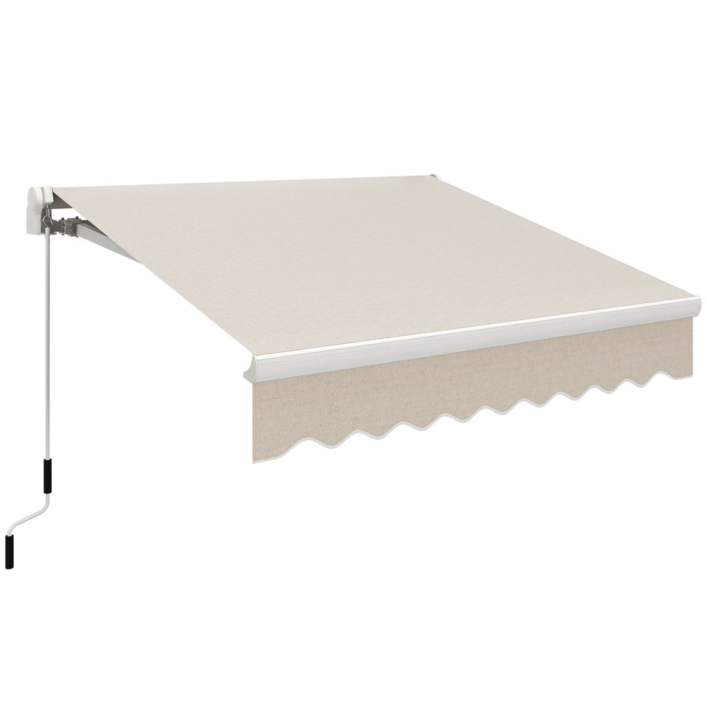 Retractable Awning 8' x 6.6' Patio Manual Outdoor Patio Sun Shade w/ Crank Handle Deck Window Cover Beige