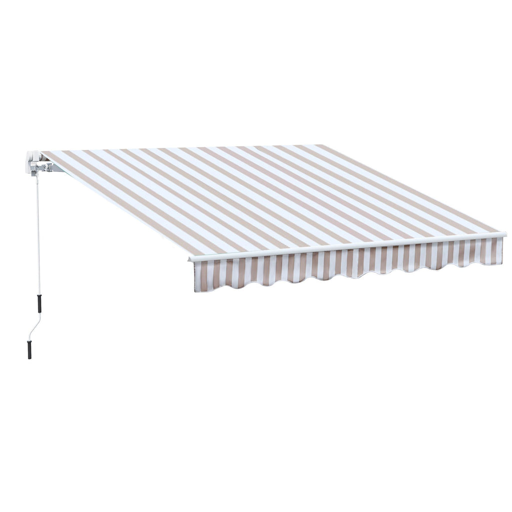 Retractable Patio Awning 10x8 Sun Shade Beige Stripe UV Protection Easy Crank