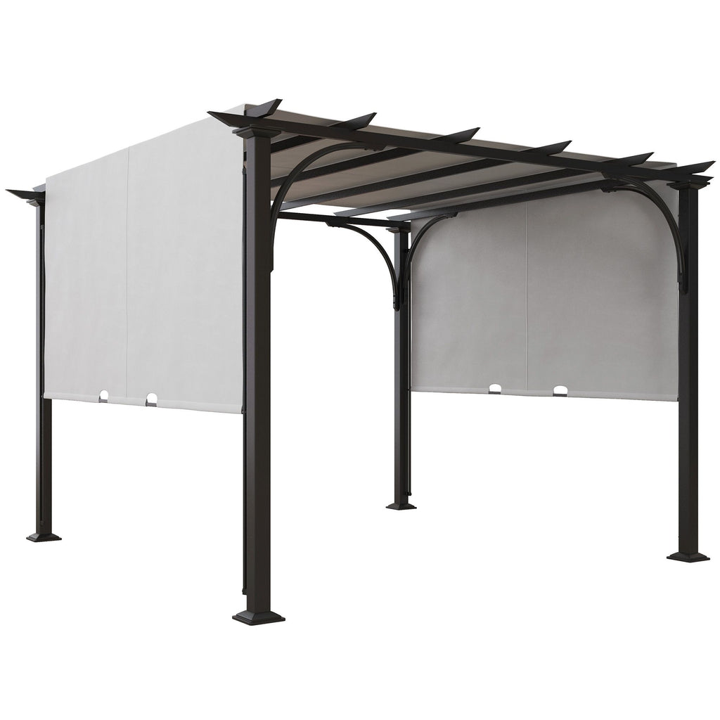 Retractable Pergola 10x10 Weather-Resistant Sun Shade Shelter White