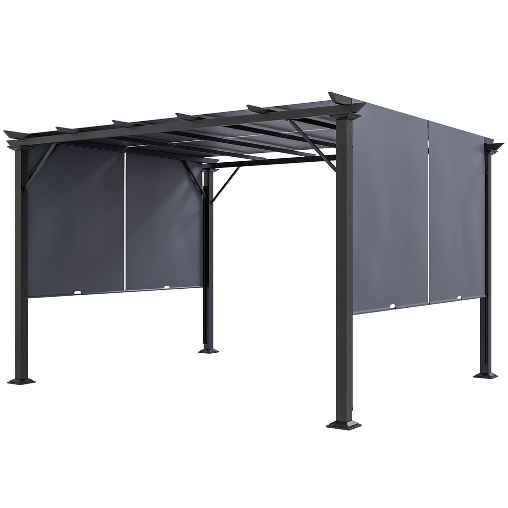 Retractable Pergola 12x10, Spacious Sun Shade, Waterproof, UV Resistant, Steel Frame, Gray