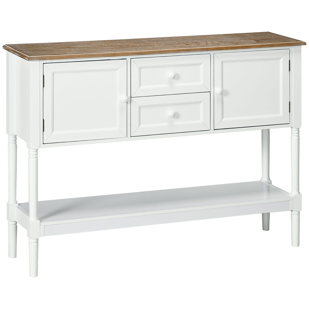 Retro White Console Table 2 Drawers Cabinets Vintage Sofa Table for Entryway Living Room Bedroom