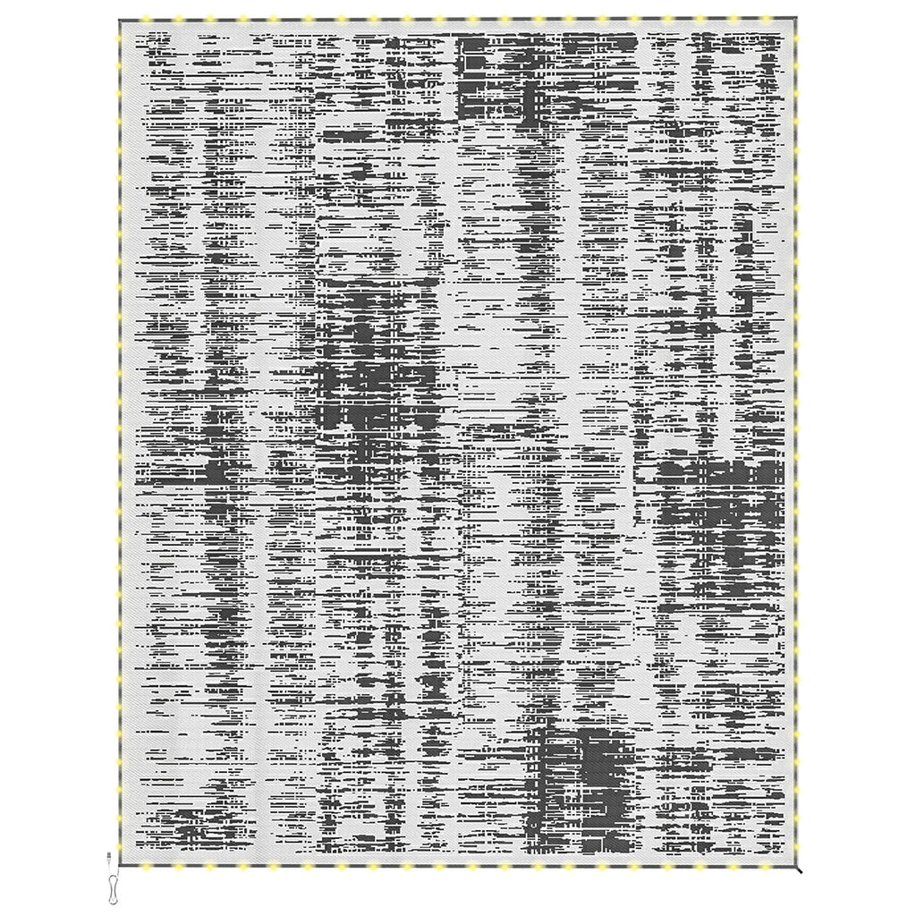 Reversible Outdoor Rug Carpet with LED Lights, Carry Bag & Ground Stakes for Backyard, Deck, Picnic, Beach, 10' x 8'
