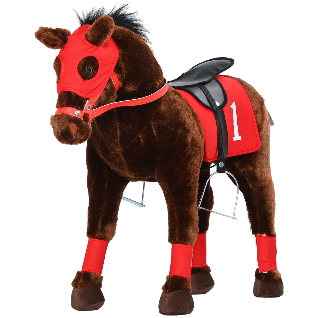 Ride on Horse for Kids 3-8 Years Old w/ Neighing Sound, Saddle & Stirrups