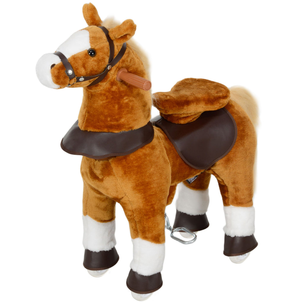 Ride on Horse, Walking Horse Toy Kids Riding Pony w/ Wheels, Neighing Sound for 3-5 Years, up to 132 Pounds