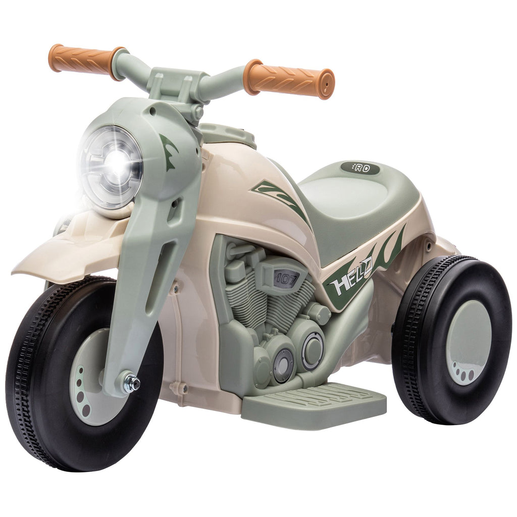 Ride On Motorcycle, 6V Ride on Bubble Car, 3 Wheeled Electric Motorcycle for Kids w/ LED Headlight, Music, Cream White