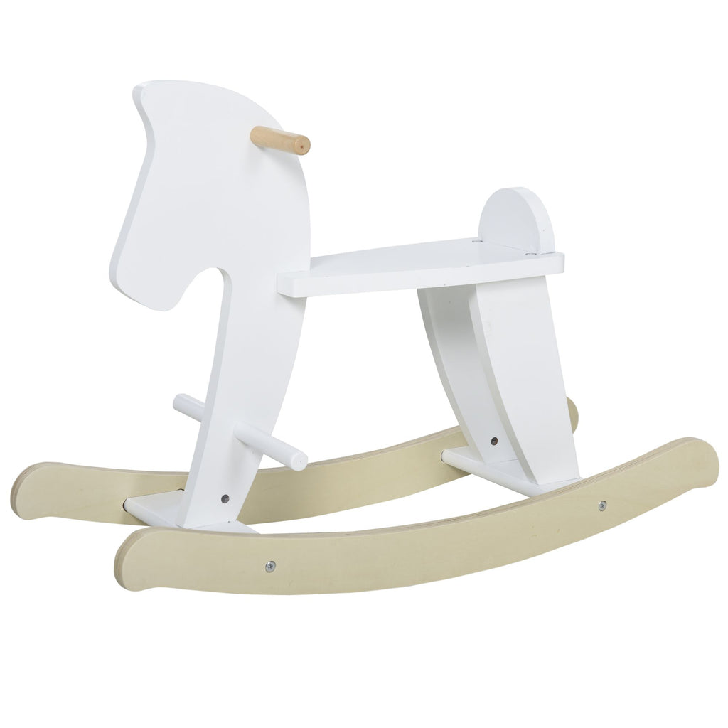 Rocking Horse, Traditional Wooden Toy, Perfect Christmas Birthday Gift, Timeless Memorable, White, for 3-6 Years
