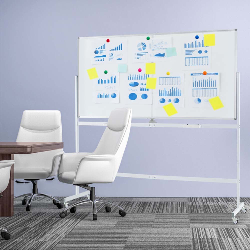 Rolling Double-Sided Magnetic Whiteboard on Wheels with Stand and Aluminum Alloy Frame