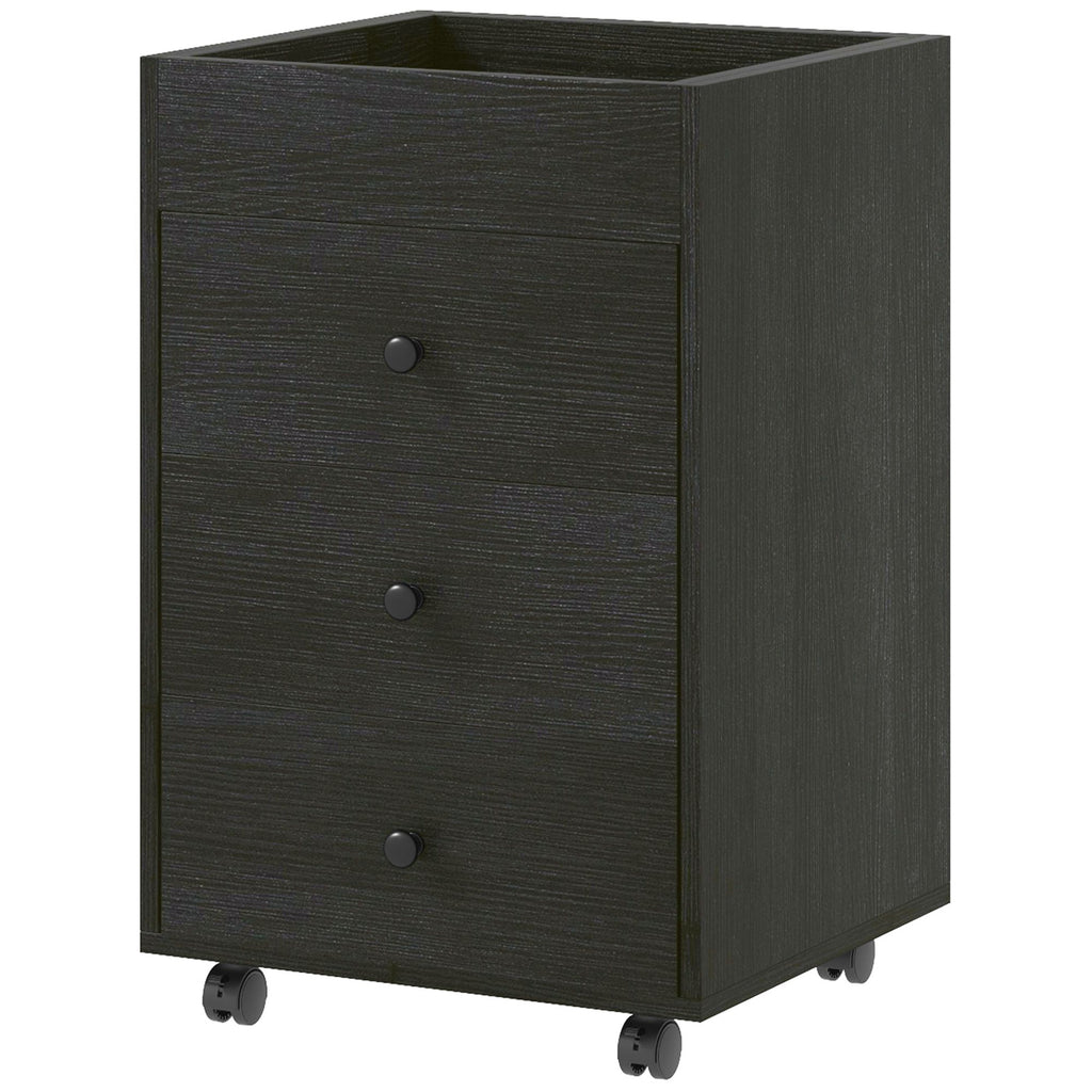 Rolling File Cabinet on Wheels, Mobile Home Office Storage Cabinet with 3 Drawer & Top Tray, Space Saving Printer Stand, Walnut