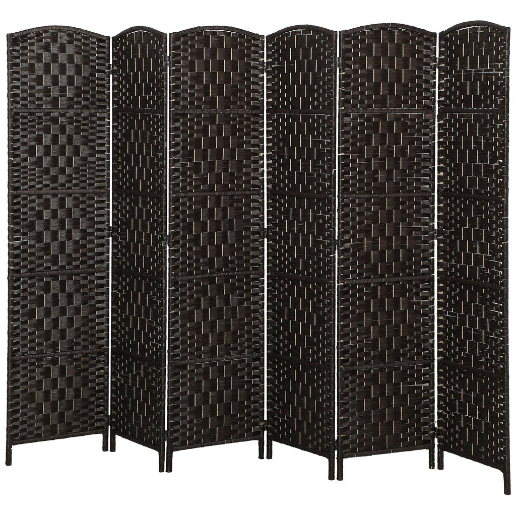 Room Divider, 6 Panel Folding Privacy Screen, 6FT Tall Portable Weave Partition Wall Divider for Bedroom, Coffee
