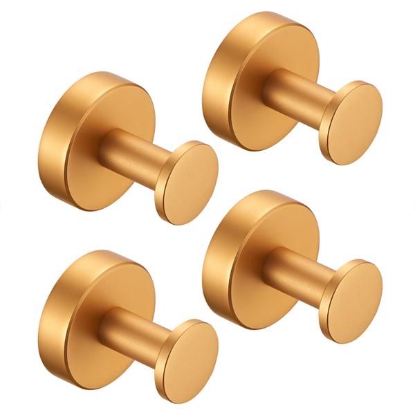 Round Base Wall Hanging Coat Hook with Screws- Brushed Gold Towel Hook; 4 Pack; for Entry Shoe Cabinet; Wardrobe Bathroom Bedroom Furniture Hardware