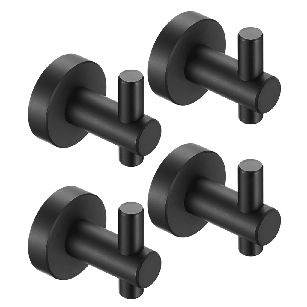 Round Base Wall Hanging Hook with Screws- Matte Black Hook, 4 Pack, for Entry Shoe Cabinet, Wardrobe Bathroom Bedroom Furniture Hardware [Unable ship on weekends, TK/TEMU only for pickup]