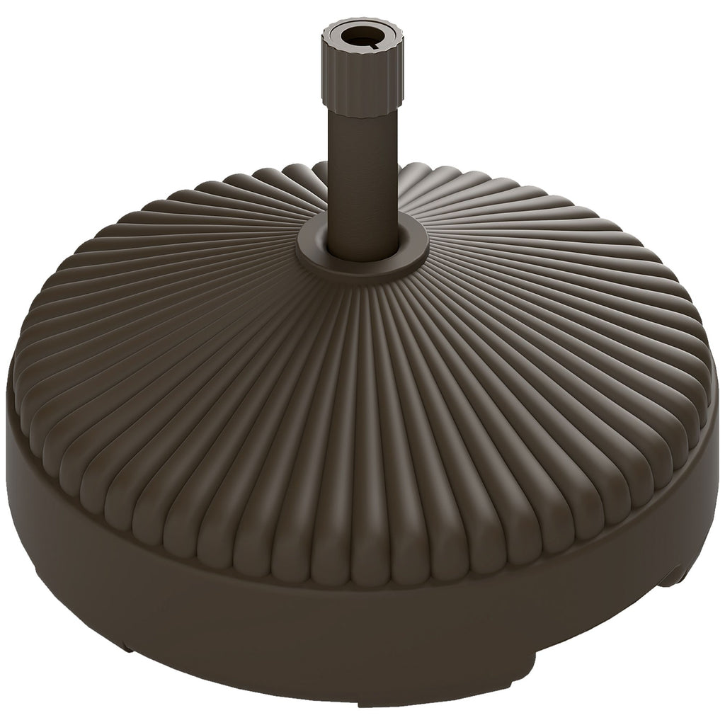 Round Patio Umbrella Base Holder, Heavy Duty Outdoor Umbrella Stand Base, Filled Up to 62lbs with Stand or 51lbs with Water for Garden, Poolside, Brown
