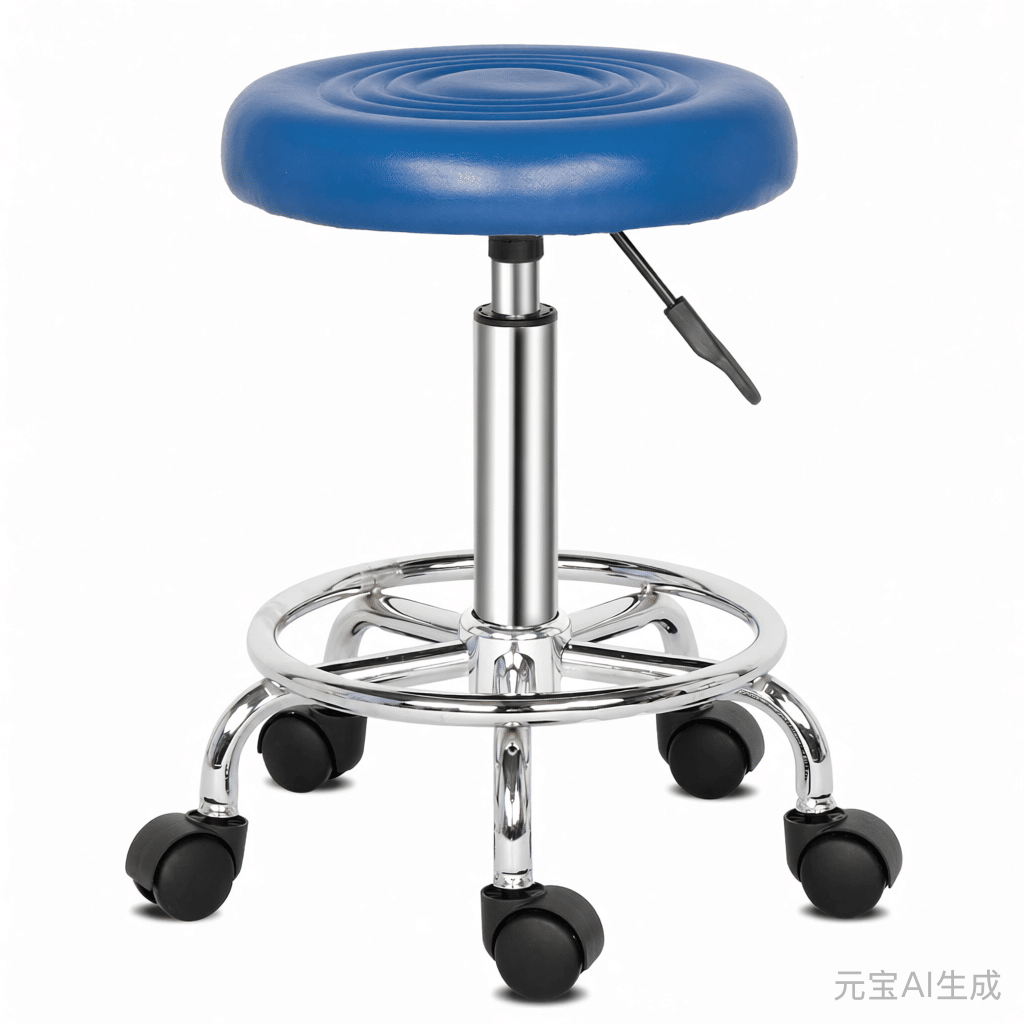 Round Stool with Lines Rotation Bar Stool Blue