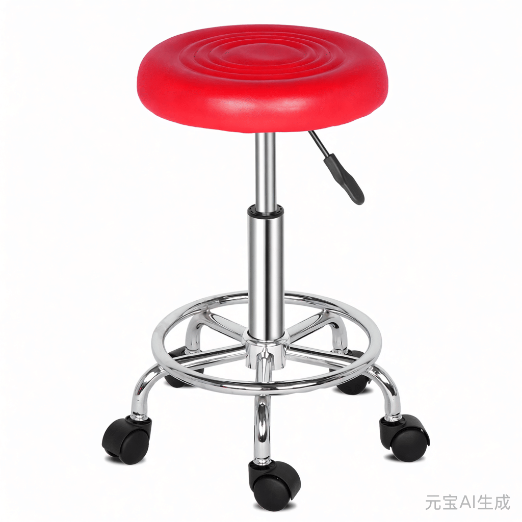 Round Stool with Lines Rotation Bar Stool Red