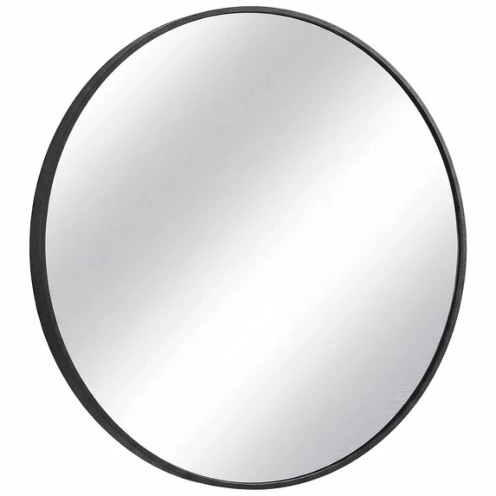 Round Wall Mirror,Bathroom Mirror Shatterproof with Hook,HD Anti-Fog for Over Sink,Entryway,Bedroom,Vanity,Black,24Inch