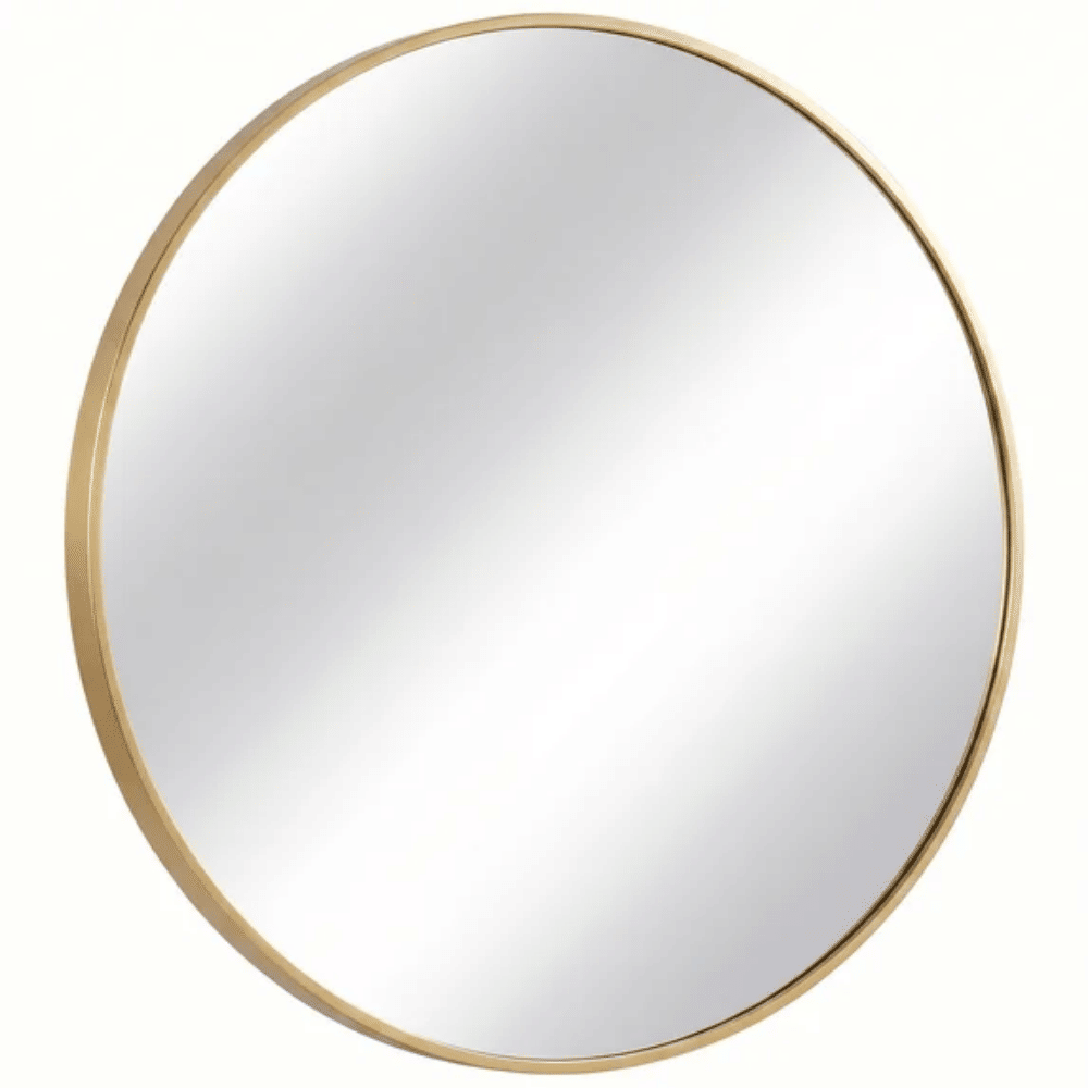 Round Wall Mirror,Bathroom Mirror Shatterproof with Hook,HD Anti-Fog for Over Sink,Entryway,Bedroom,Vanity,Gold,24 Inch