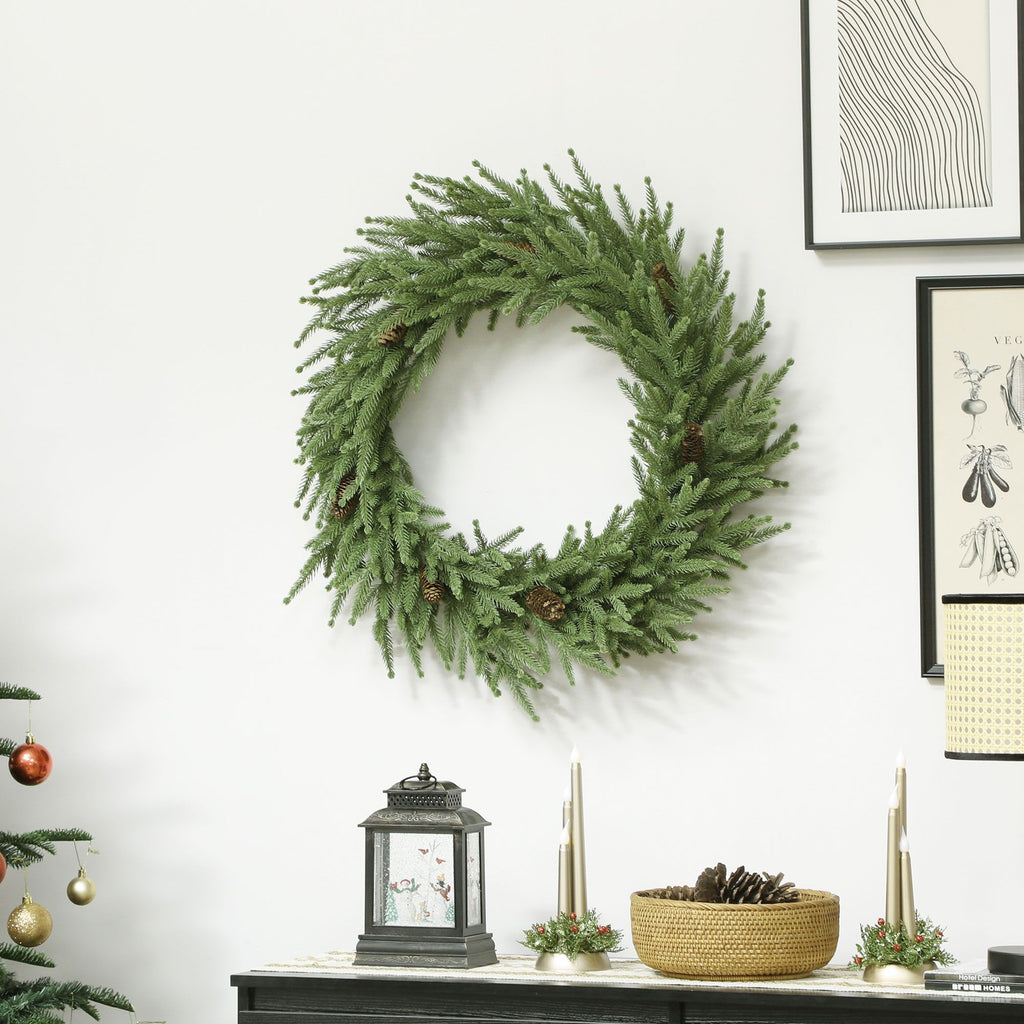Rustic Christmas Wreath 24 Inches for Outdoor