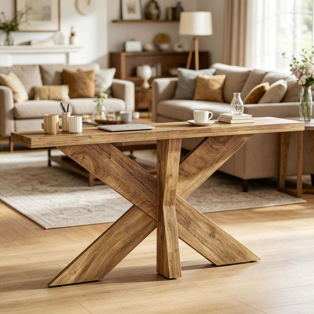 Rustic Long Console Table for Hallway