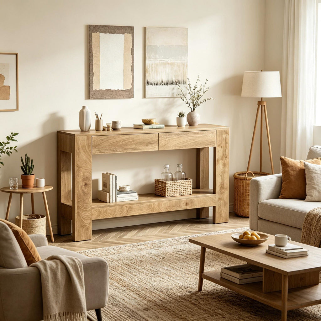 Rustic Long Console Table for Living Room