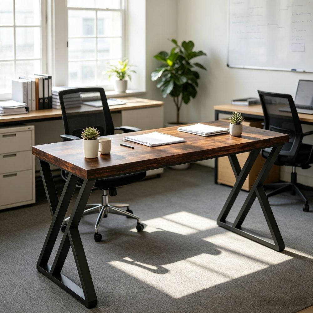Rustic Office Desk with Adjustable Leg and Footpads 29.52 Inches X 55.12 Inches X 23.62 Inches
