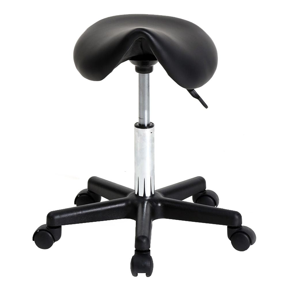 Saddle Stool Plastic Flat Feet Rotation Bar Stool Black