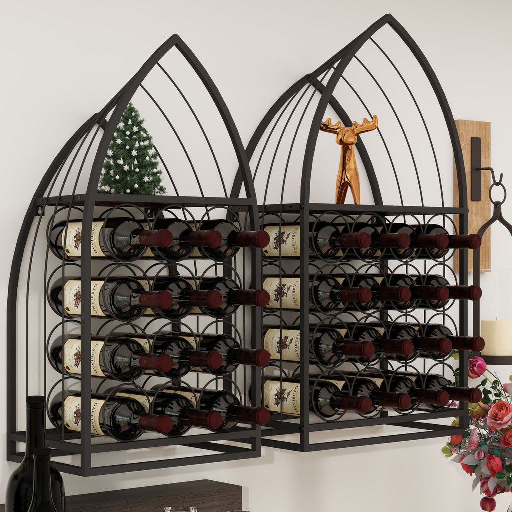 Sailboat Shaped Wine Cabinet Rack, 2 Piece Display Rack, Freestanding Wine Cabinet with Bottle Storage, Spirits and Wine Home Bar, Kitchen, Dining Room Storage Rack