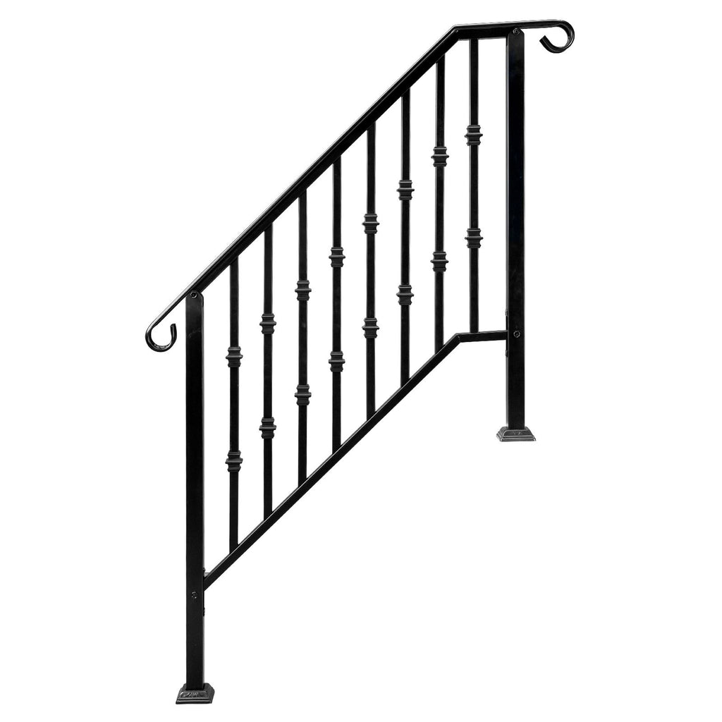 [Same Code: 16547875 16547875]Matte Black Outdoor 3 Level Iron Handrail