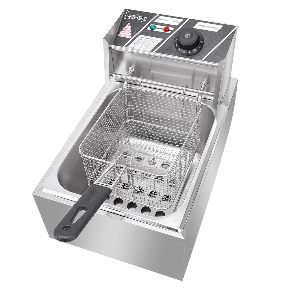 [Same code: 20073155]Single Tank Electric Deep Fryer, 11.4QT/10.8L Capacity, 110V 2500W Power, Stainless Steel Silver Finish, Adjustable Temperature Control, with ETL Certified Power Cord
