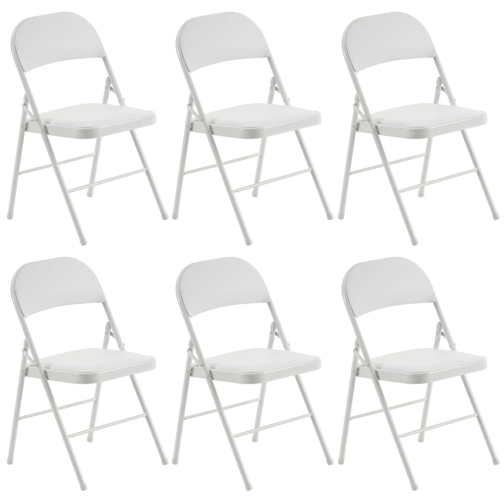 [Same code: 29226727]6pcs Elegant Foldable Iron & PVC Chairs for Convention & Exhibition White