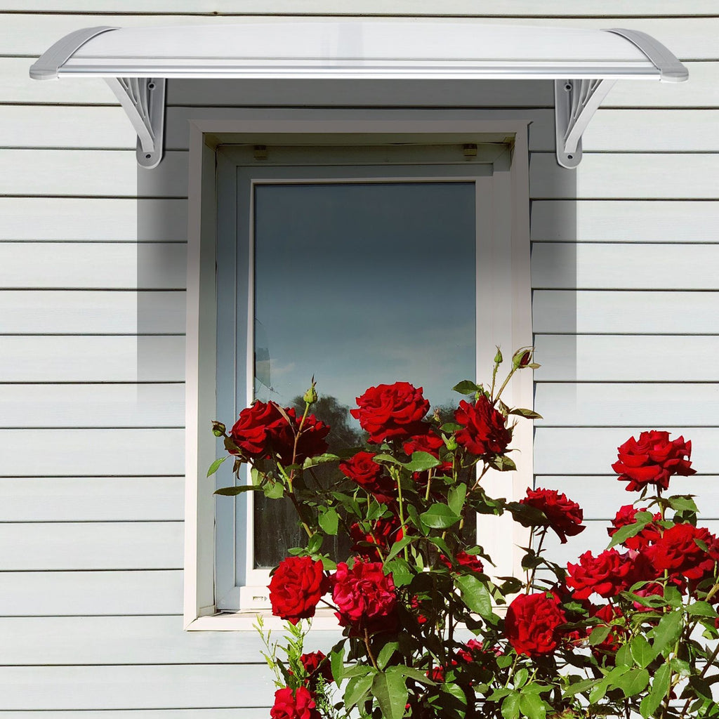 [Same Code: 31072821]HT-100 x 80 Household Application Door & Window Rain Cover Eaves Canopy White & Gray Bracket
