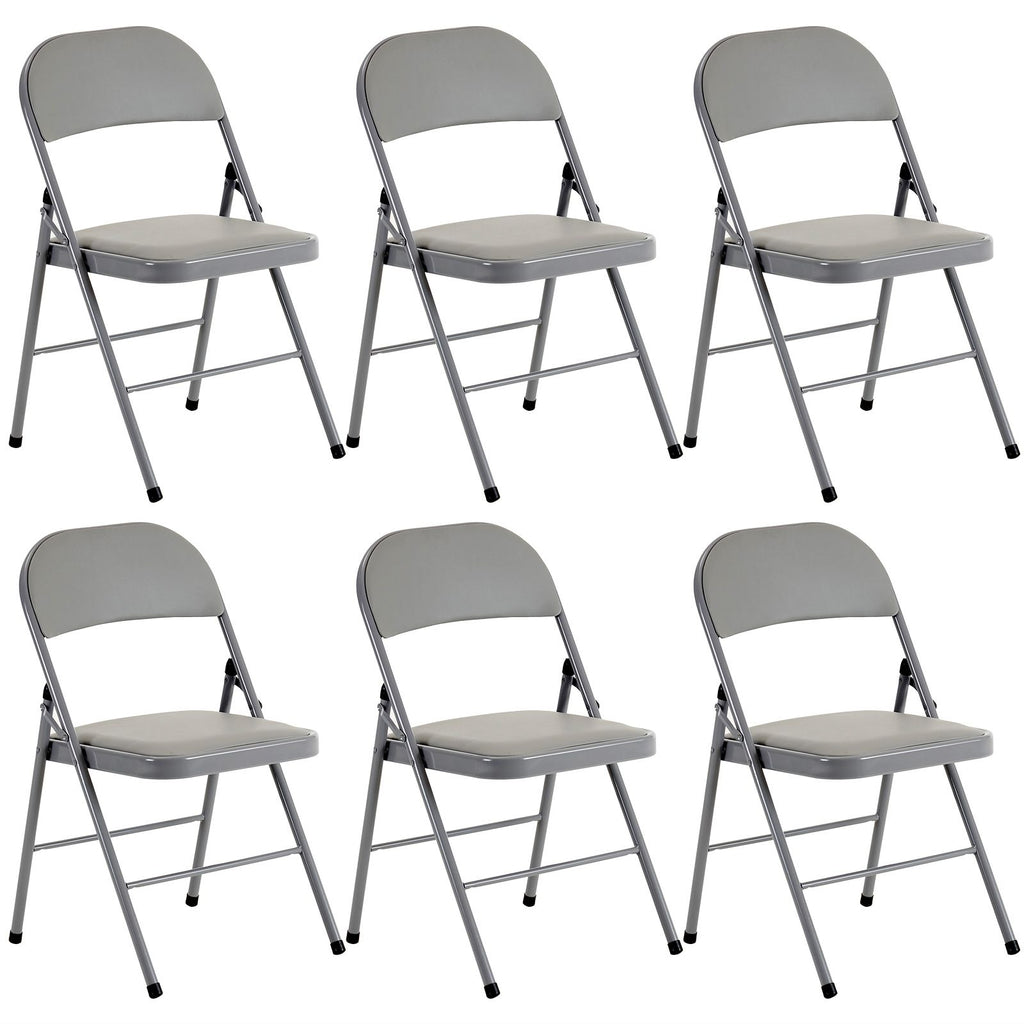 [Same Code: 31709558]6pcs Elegant Foldable Iron & PVC Chairs for Convention & Exhibition Gray