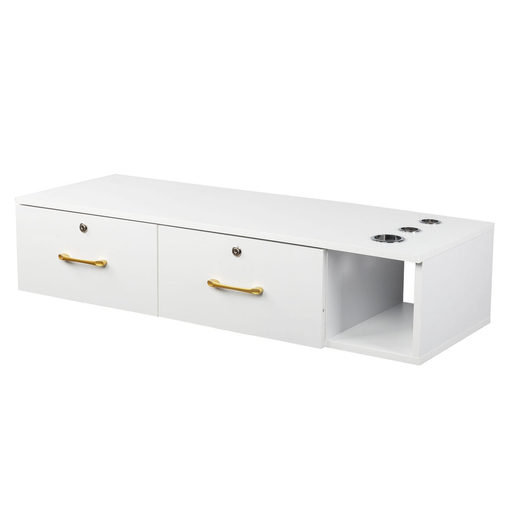 [Same code 39231790]15mm E0 particleboard linen two draw three holes with lock salon cabinet white