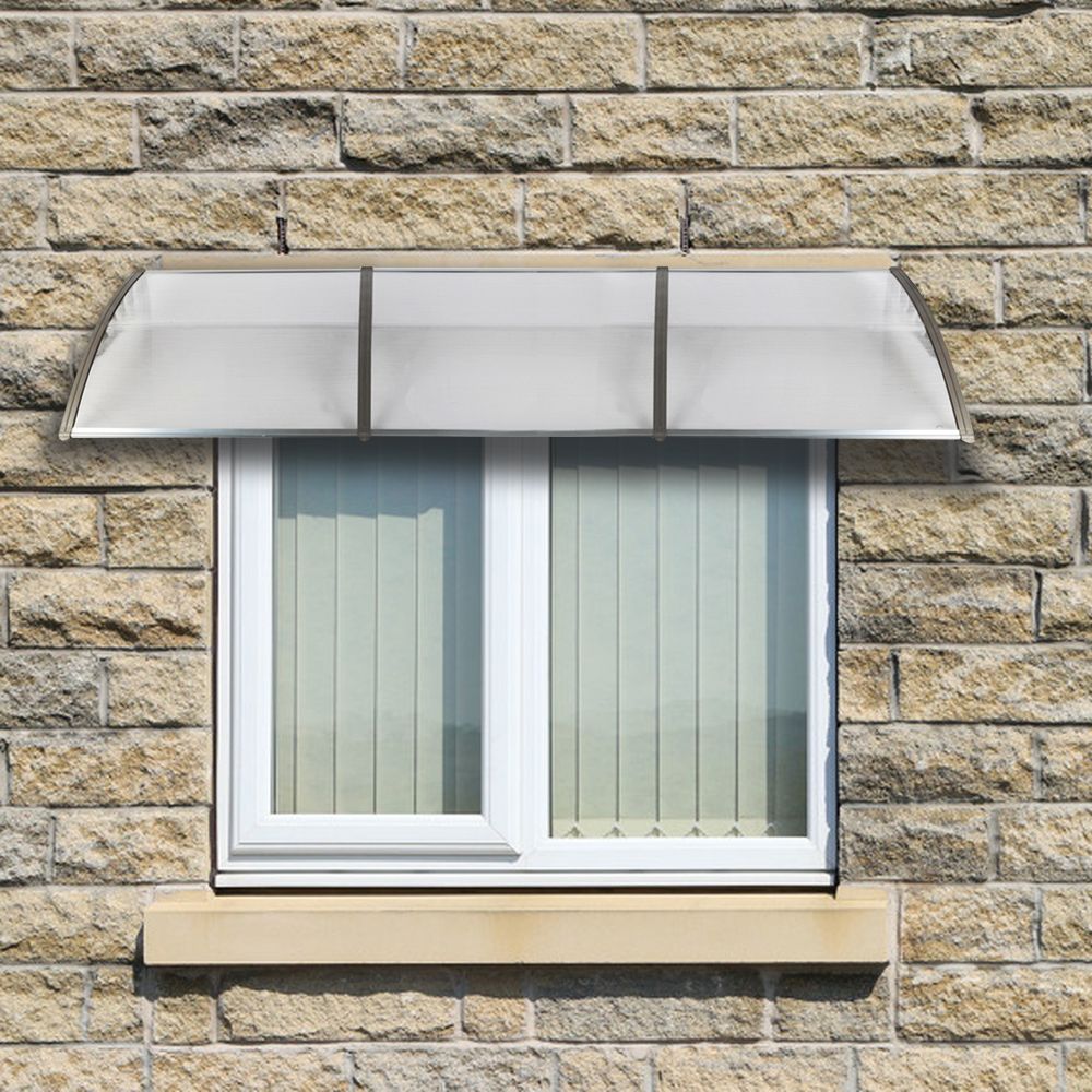 [Same Code: 51069445]HT-300 x 100 Household Application Door & Window Rain Cover Eaves Transparent Board & Gray Holder