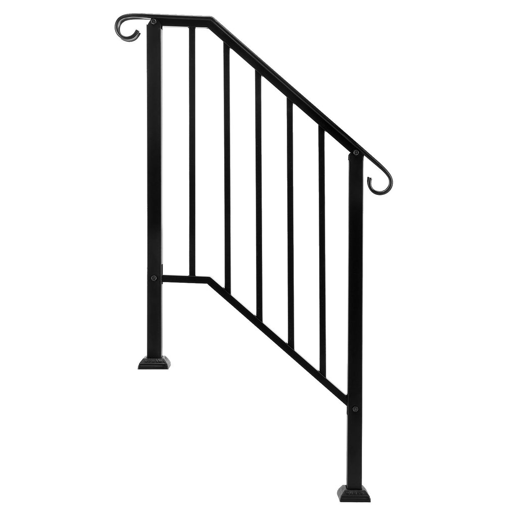 [Same Code: 55022277 82359152]Artisasset Matte Black Outdoor 2-Step Iron Handrail