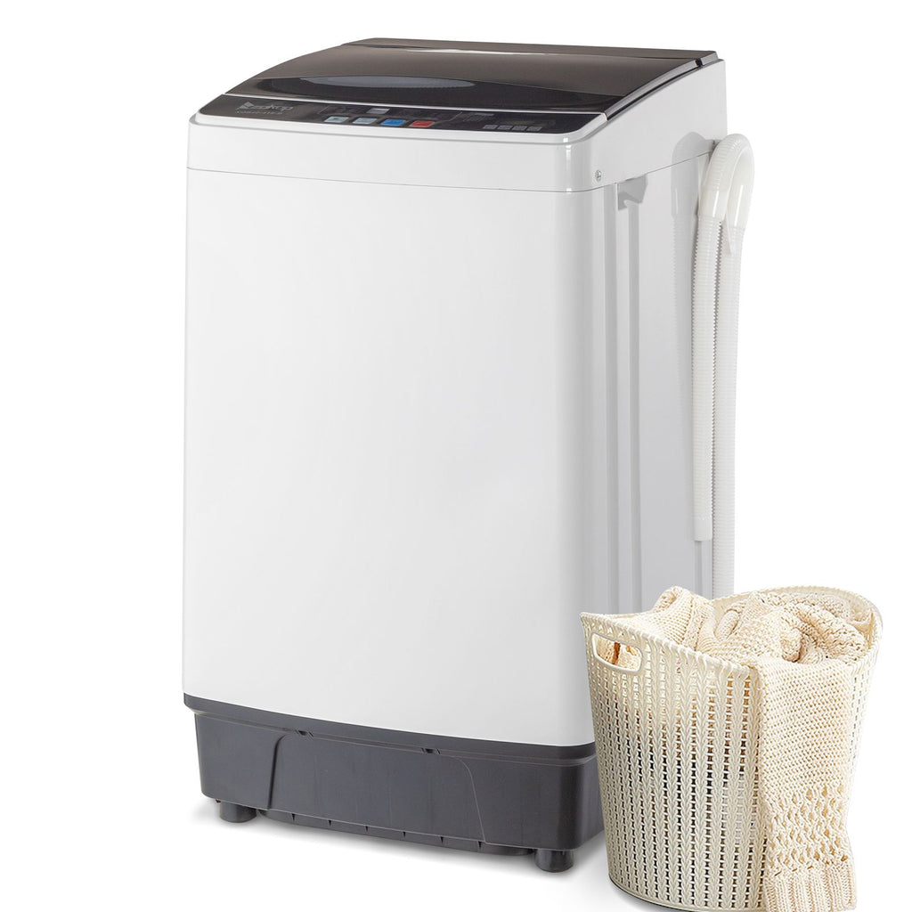[Same Code: 56442889] Full-Automatic Washing Machine Top Load Portable Compact Laundry Washer Spin with Drain Pump,10 programs 8 Water Level Selections with LED Display 17.8 Lbs Capacity, black