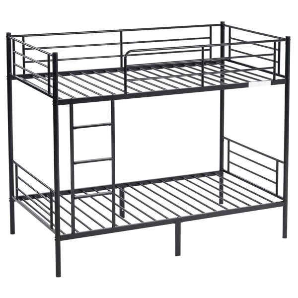 [same code: 67430277]Iron Bed Bunk Bed with Ladder for Kids Twin Size Black