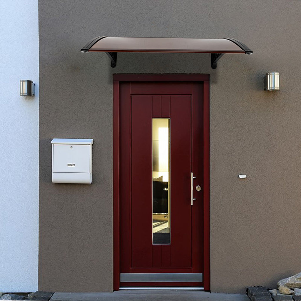 [Same Code: 70596693]100 x 96cm Household Application Door & Window Rain Cover Eaves Brown Board & Black Holder