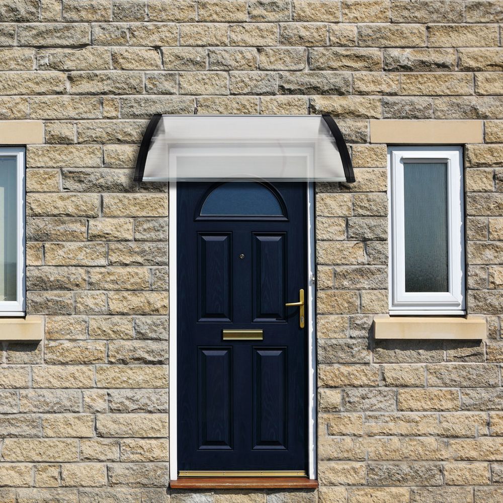 [Same Code: 87203302]HT-100 x 80 Household Application Door & Window Rain Cover Eaves Canopy White & Black Bracket