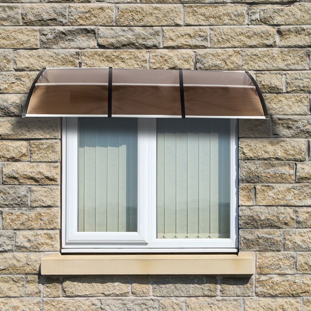[Same Code: 87756300]HT-300 x 100 Household Application Door & Window Rain Cover Eaves Transparent Board & Gray Holder